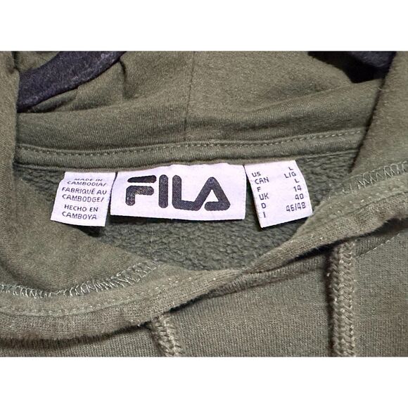 Fila Women's Forest Green and Rose Gold Logo Pullover Sweatshirt Size L - Picture 3 of 4